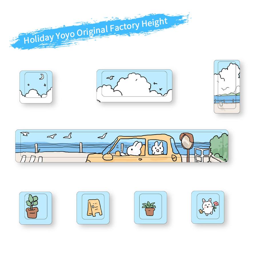 

Милая тематическая персонализированная накладка на клавишу сложения Набор из восьми штук с пятью сторонами термосублимации Cherry Высокая механическая клавиатура