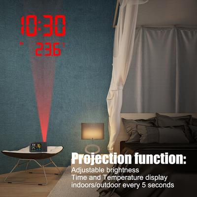 Temperature Weather Station Snooze Humidity With Time Projection EU Digital Alarm Indoor Outdoor LED Table Clock