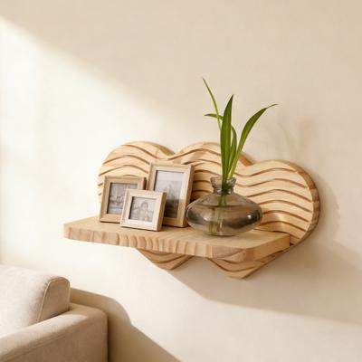 Wand-Pflanzenhalter Holz Herzförmiges Schweberegal Innenwandmontierter Blumentopf-Ausstellungsständer für Eingangsbereich Flur Schlafzimmer Wohnzimmer Bauernhaus