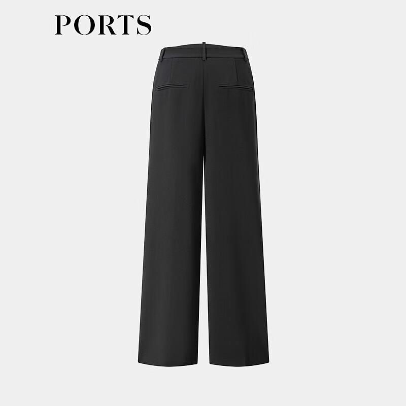 PORTS Women's Simple Black Wide-Leg Pants