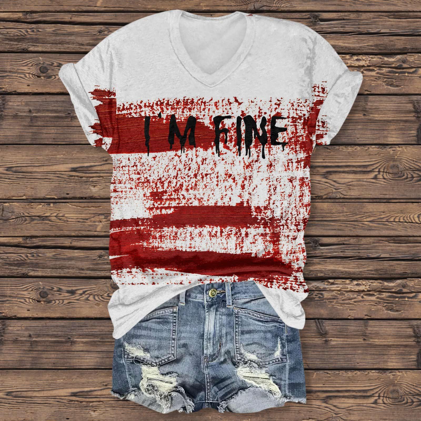 

Женская мода повседневная рубашка с рукавом три четверти и принтом букв на Хэллоуин S