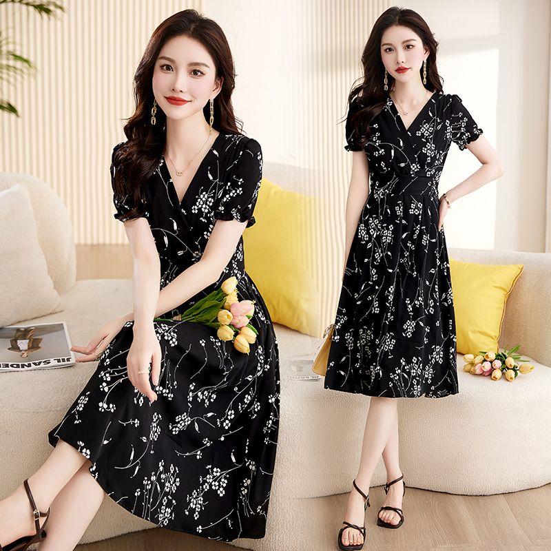 

Heavy Hangzhou Famous Silk Dress Classy 2023 Women s New Summer Printed Mulberry Silk Young Skirt Black M