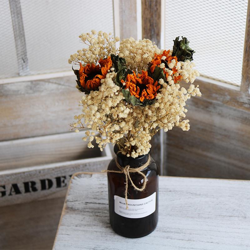 Sunflower Teddy Dried Flower Bouquet - Yunnan Natural Air-Dried Arrangement for Living Room Decor