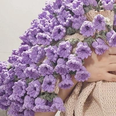 Creative DIY Rose Bouquet Blankets 110cm Handmade Crocheted Flower Bouquet Blanket Crochet Kit Lily of The Valley Blankets Gift