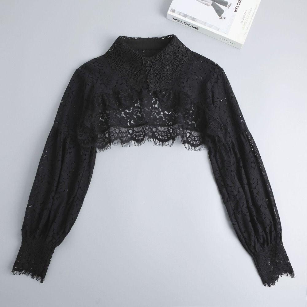 New High Quality Fashion Portable Beautiful Lace Sunscreen Shawl Chiffon Floral False Collar Clothes Accessories Girl
