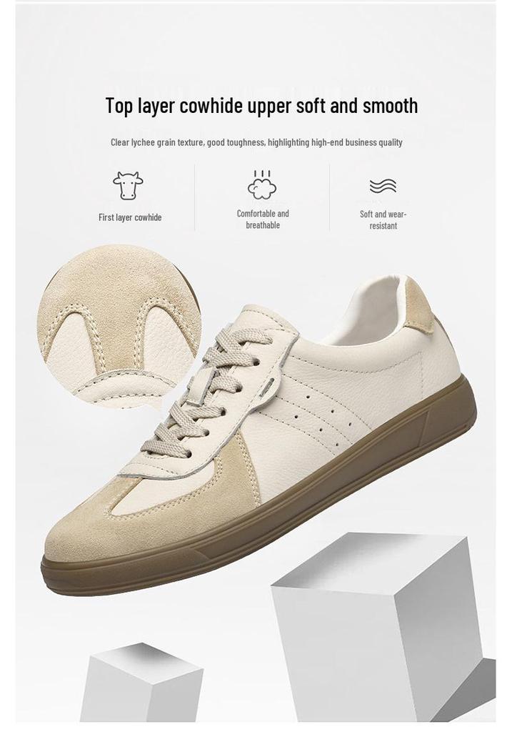 Men's Plus Size 46 German Quality Casual Color Block Genuine Leather Sneakers