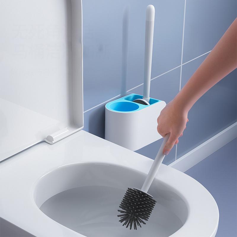 Toilet Bowl Brush 3-In-1 Toilet Cleaning Brush Cleaner Silicone Toilet Brush Set Quick-Drying Toilet Brushes & Holders For