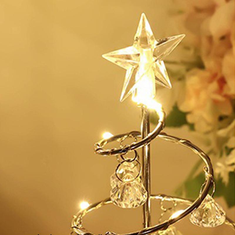Lampa stołowa LED Crystal Christmas Tree na baterie, nowoczesna dekoracja biurka, sypialnia, salon, choinki, prezent na Nowy Rok