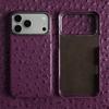 Genuine Ostrich Grain Leather Case for iPhone 17 Pro Max Air 16 Pro 15 14 13 Pro Premium Business Slim Metal Lens Cowhide Full Body Shockproof Cover