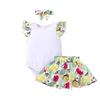 Newborn Infant Baby Girls Fly Sleeve Romper Floral Skirt Hairband Outfits Sets