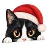Christmas Table Centerpiece Cute Cat Shelf Sitter, Wooden Hat Peeking Desk Figurine, Funny Animal Desktop Background Ornament Sign, Lover Gift