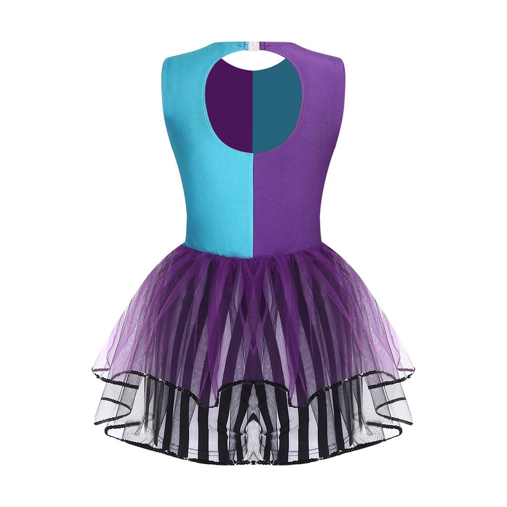 S-3XL Women’s Halloween Jumpsuit: Color Blocking Sequin & Striped Patchwork Checker Bowtie Tiered Tulle Hem Cutout Rompers Mad Costume