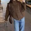 Stand-up collar zipper sweater cardigan women's autumn and winter new loose soft waxy twist Maillard short knitted jacket
