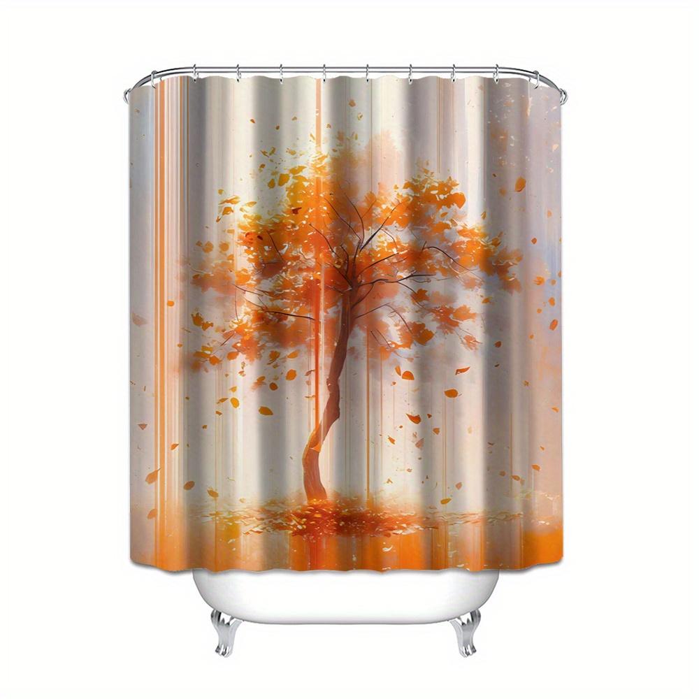 Autumn Tree Shower Curtain - Digital Print, Water-Resistant Polyester, Includes Hooks, All-Season Bathroom Accessory