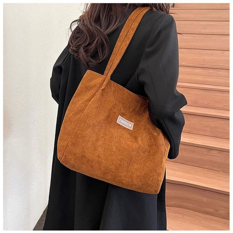 Borsa di grande capacità da donna in tela twill da pendolare a spalla portatile casual borsa da donna semplice pigra borsa per la spesa alla moda