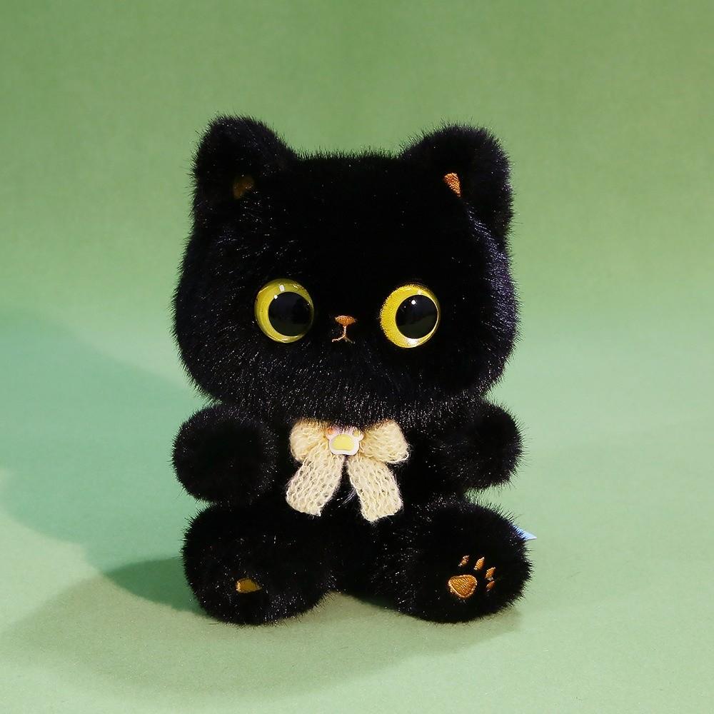 Stuffed Animals Black Cat Plush Toy Furry Cat Table Doll Siamese Cat Doll  Birthday Gifts