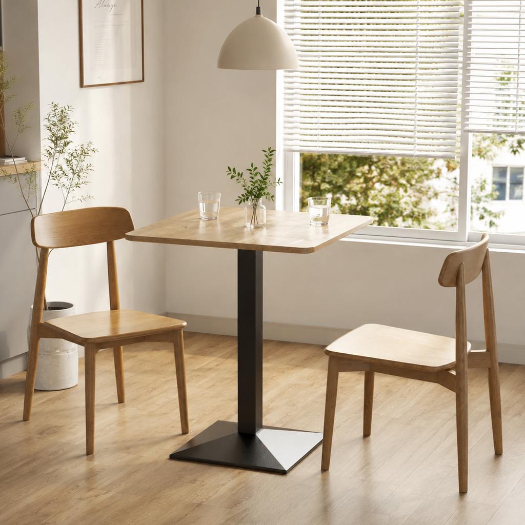 Square Dining Table for 2, 70 X 70 X 75 Cm, Wood-Effect Top, Dark Brown Steel Legs