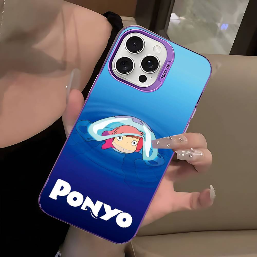 

Cute P-Ponyo Movie On The Cliff For IPhone 11 12 13 14 15 16 17 Pro Max Plus Colorful Black Matte Phone Cover iPhone 17 Air