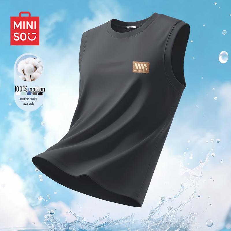 

MINISO Men s Pure Cotton Sleeveless Vest T-Shirt M