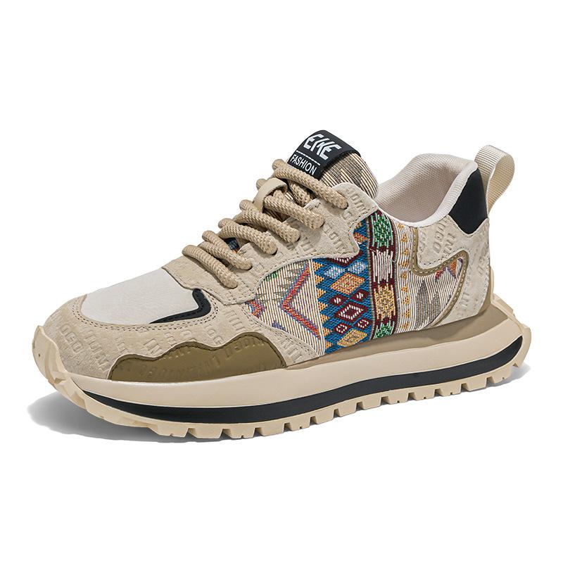 Men's shoes soft-soled low-top Korean version autumn printing trend versatile breathable retro shoes men's popular 2025 new models