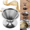 Pour Over Coffee Dripper, Cone Paperless Stainless Steel Coffee Filter with Non Slip Cup Stand Double Layer Reusable Mesh Coffee Maker for Home
