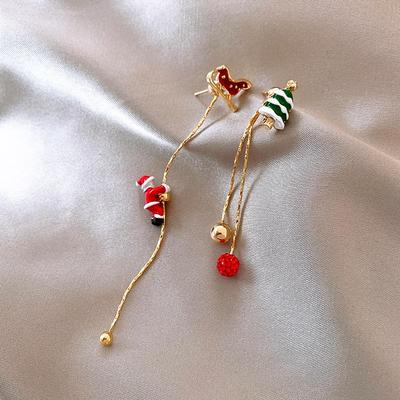 Asymmetrical Long Tassel Christmas Earrings - 2025 Trend, Festive Studs for Women, Perfect for Autumn and Winter