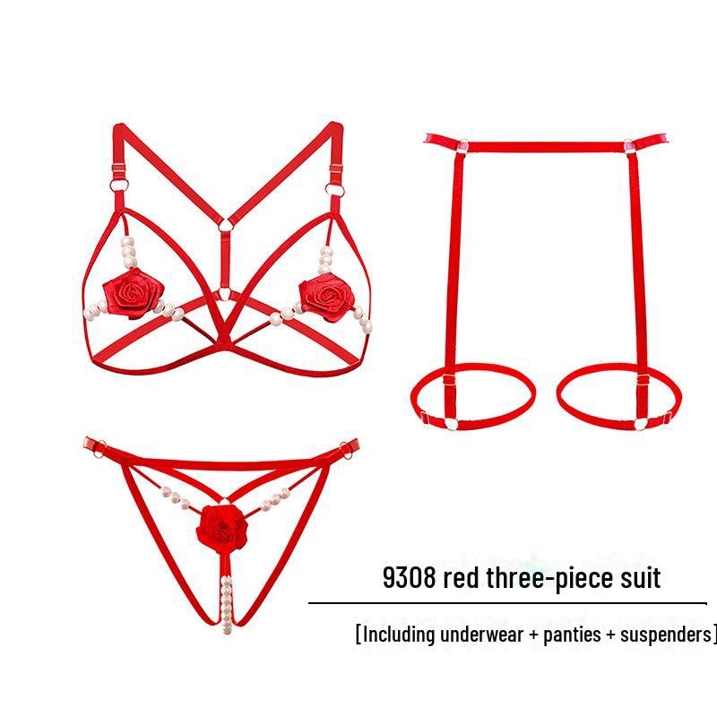 Large Sexy Lingerie Set: Tempting Thong with Pearl Massage & Open Crotch