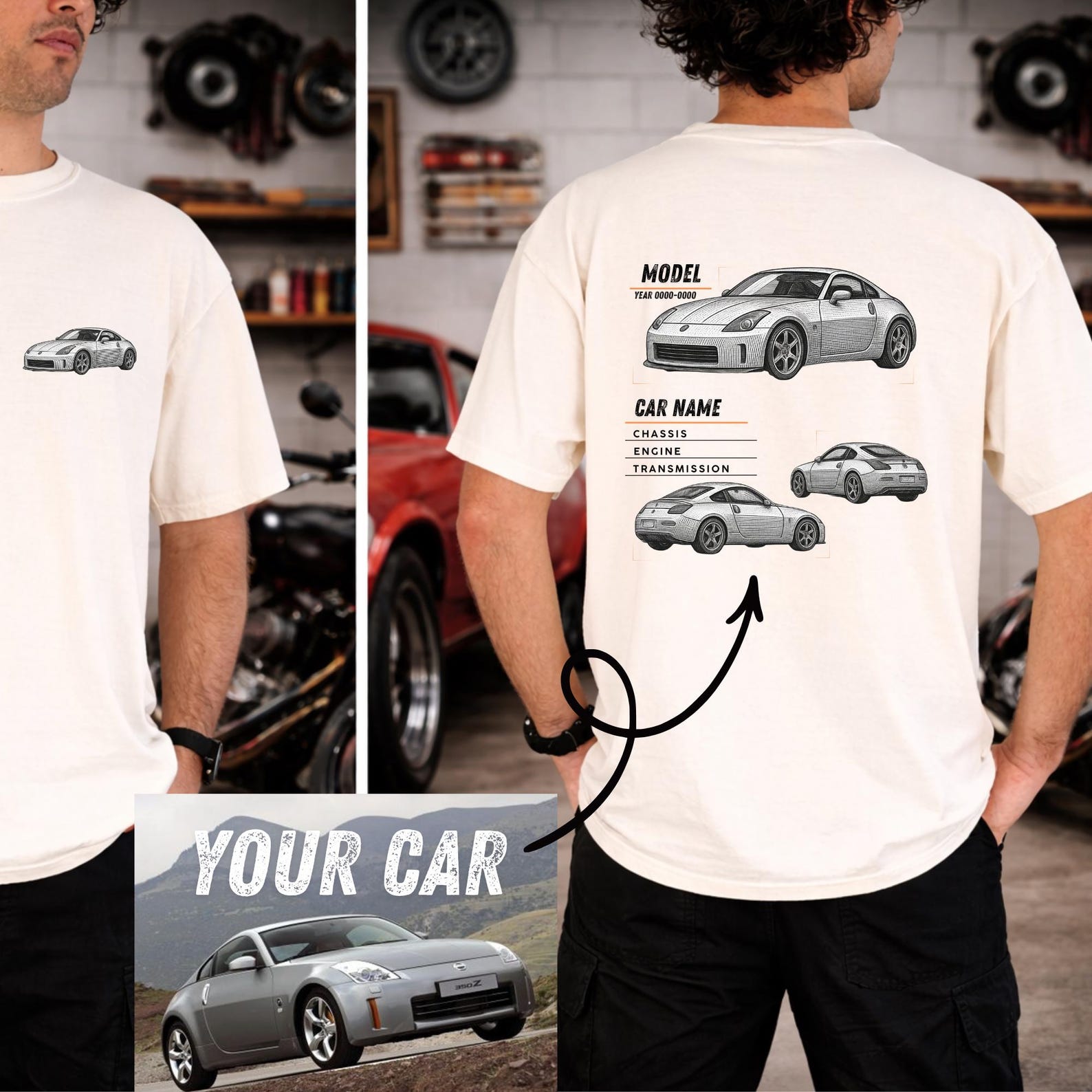 Custom Car Graphic Tee, Personalized Vehicle Shirt, Custom Auto Drawing T Shirt, Car Enthusiast Gift, Gift for Car Lover 3XL