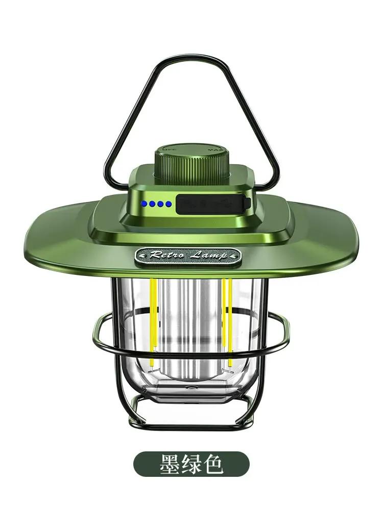 LED Decorative Hanging Lights Waterproof Retro Camping Tent Light Battery Indicator with Hook Dimmable for Outdoor Equipment
