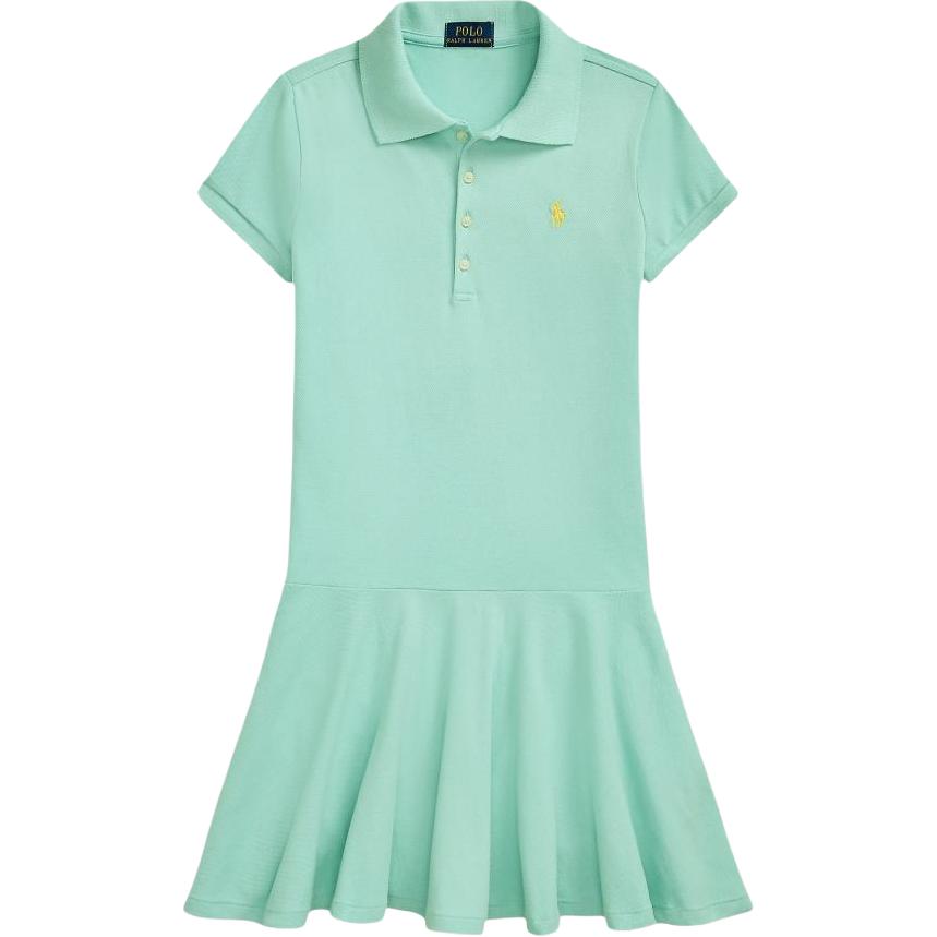 Polo Ralph Lauren Polo Dress Stretch Mesh Polo Short Sleeve Parrot Green Kids dresses CWPODRSG3D21005-300
