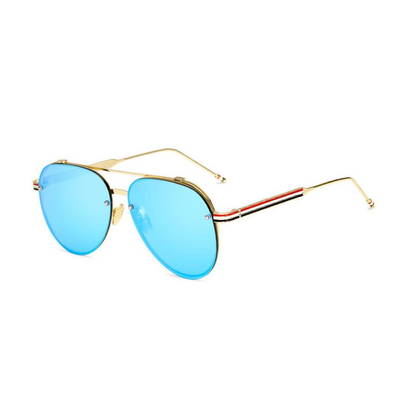 Stylish Unisex Oval Sunglasses Red Green Arms Black Frame Uv Protection Eyewear