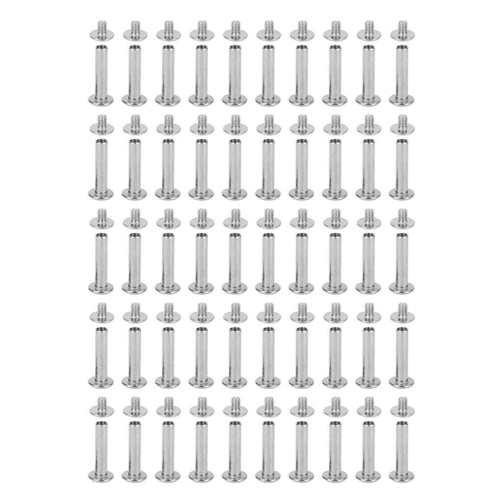 50 Set Flat Round Head Rivet M3.5 4.5x20x9mm Stainless Steel Binding Post Screws Set for