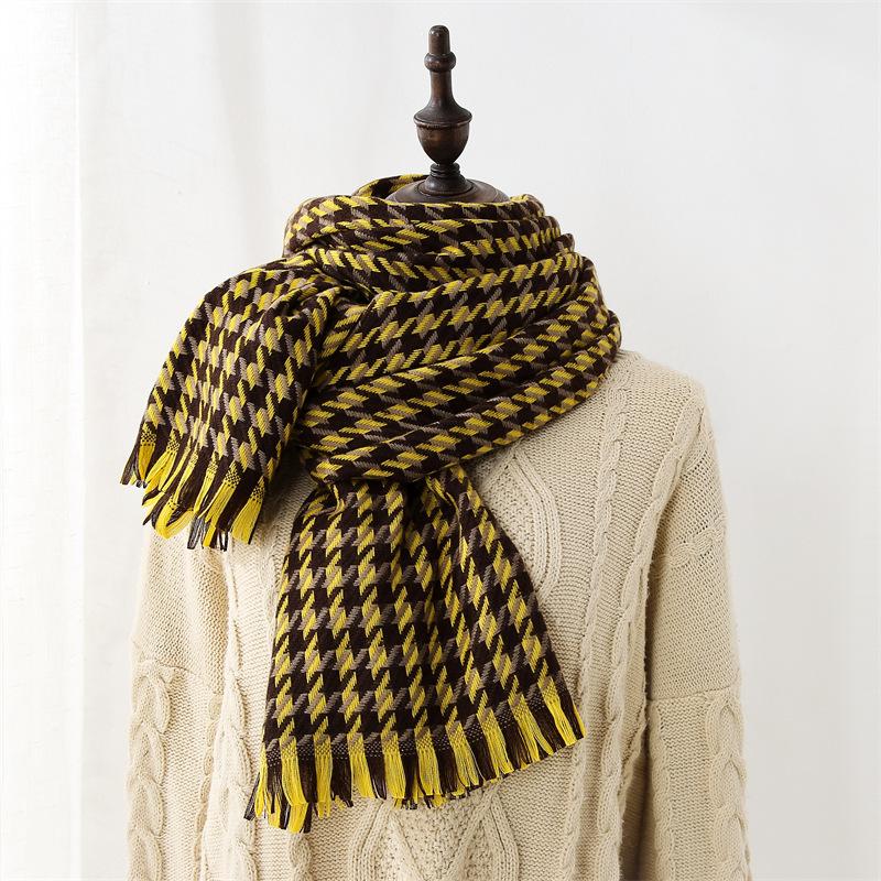 Scarf women's 2025 new medium and long thickened warm plaid imitation cashmere scarf sweet shawl scarf