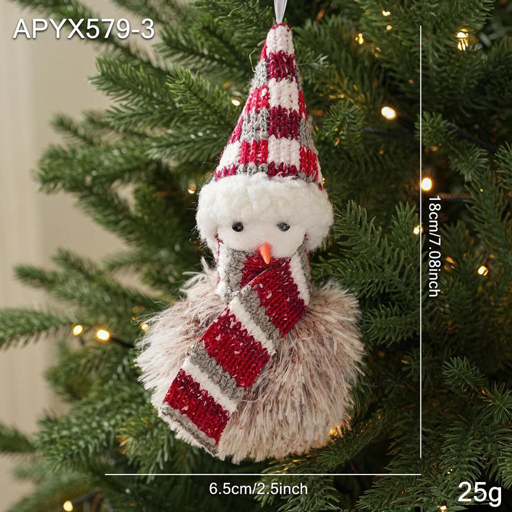 Snowman and Santa Plush Christmas Tree Ornaments