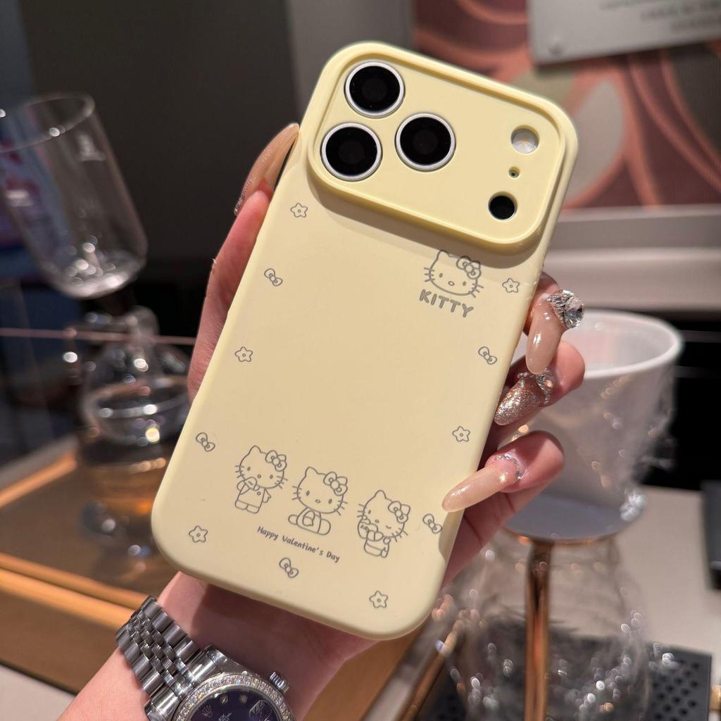 Liquid Silicone Cute KT Cat Phone Case for iPhone 17 Pro Max - Full Coverage, Drop-proof.