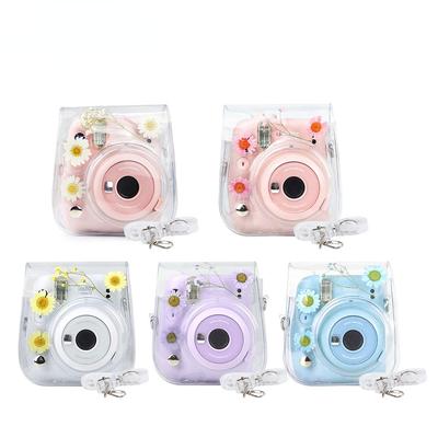 Transparent PVC Daisy Gypsophila Camera Case Shoulder Strap Bag for Fujifilm Instax Mini 11 9 8 Instant Film Camera