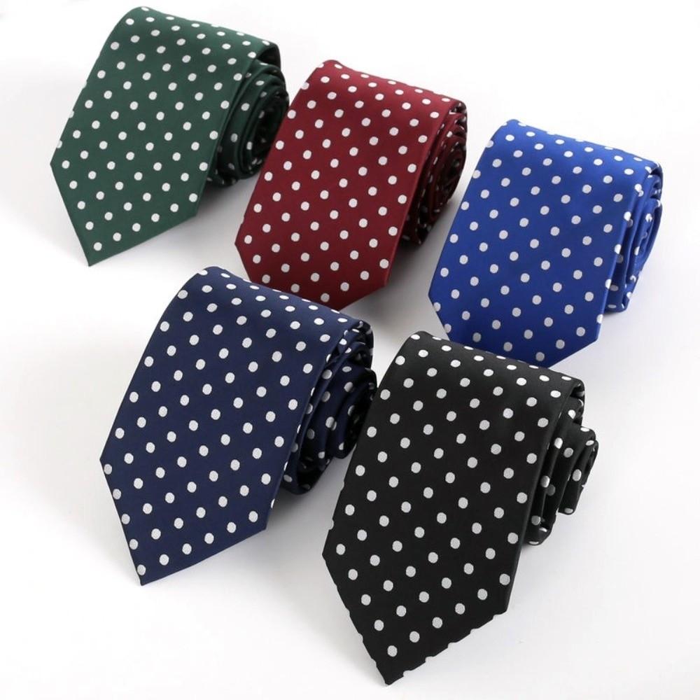 8CM Width Men Tie Polyester Material Business Necktie Fashion Polka Dot Formal Necktie  Interview