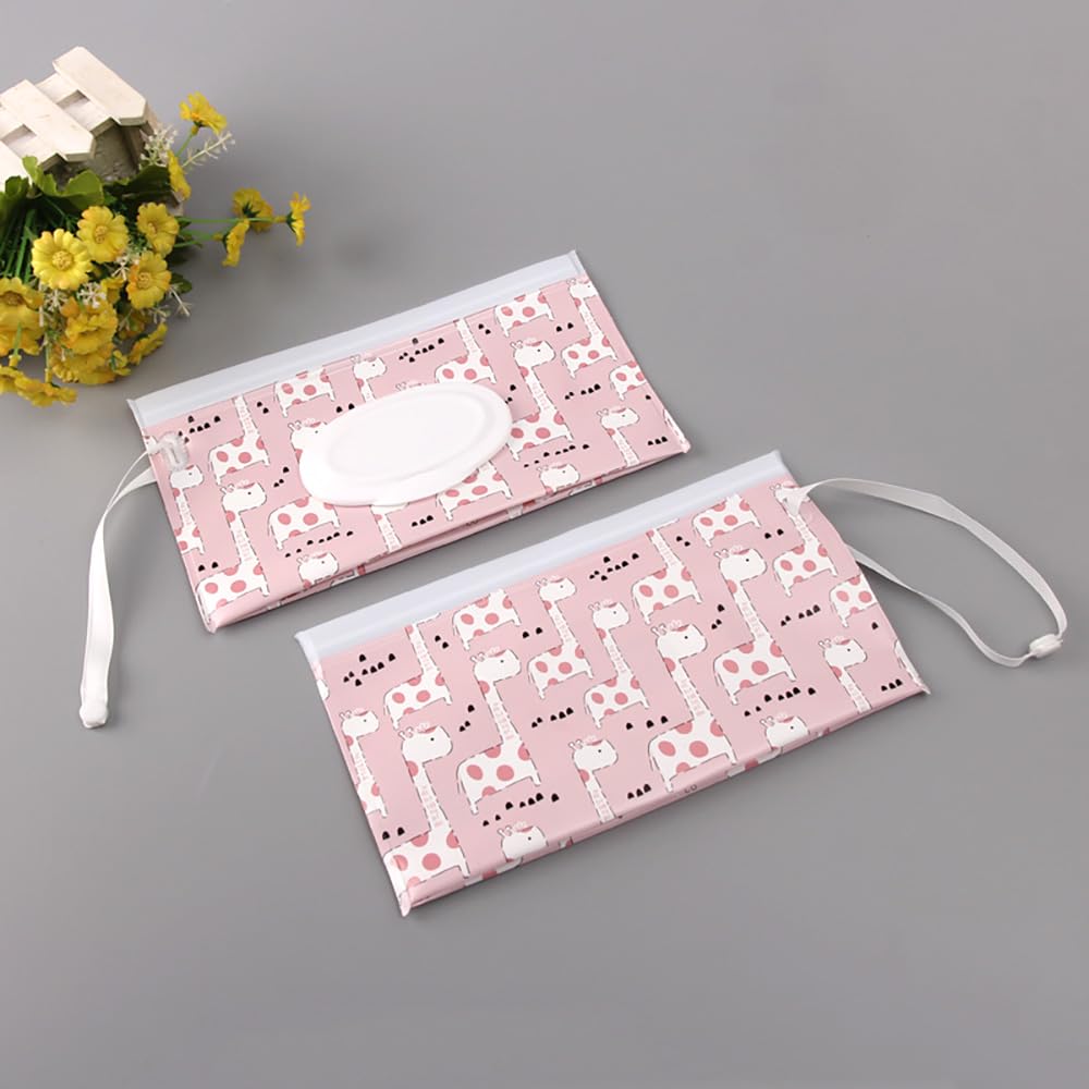 Value 4-Piece Set: Baby Wipe Pouch, Wet Tissue Case, Portable Pouch for Babies and Kids, Antibacterial, with Lid, Portable, Cute