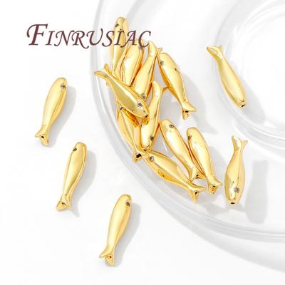 15.3mm Fish Shape Beads 18K Gold Plated Separators For Bracelets Accessories,DIY Jewelry Making Supplies,Necklace Beads Findings