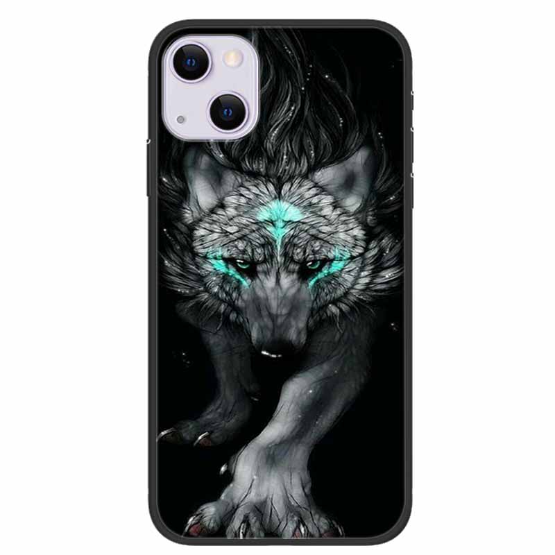 For iPhone 14/14 Plus Case Black Silicone Soft TPU Luxury Flower Animal Back Cover For iPhone 14/14 Plus New Shells for iPhone14