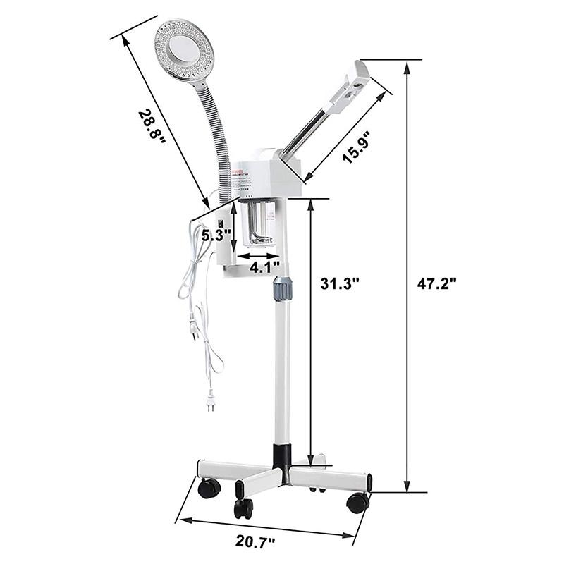 2-in-1-Gesichtsdampfer mit 5-facher Vergrößerungslampe, Ozon-Nano-Ionen-Gesichtsdampfer, Luftbefeuchter, Verdampfer, Aromatherapie-Nebel, Dampf-Inhalation