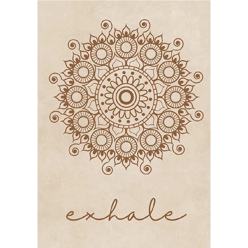 Abstract Mandala Wall Art Yoga Beige Bohemia Prints Inhale Exhale Canvas Painting Posters Line Flower Pictures Living Room