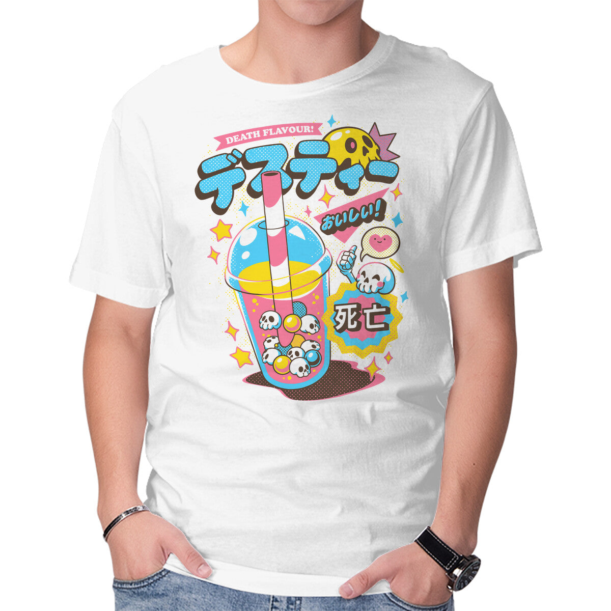 Unisex Crew Neck T-Shirt Death Tea Graphic Short Sleeve Casual Tee XXXL