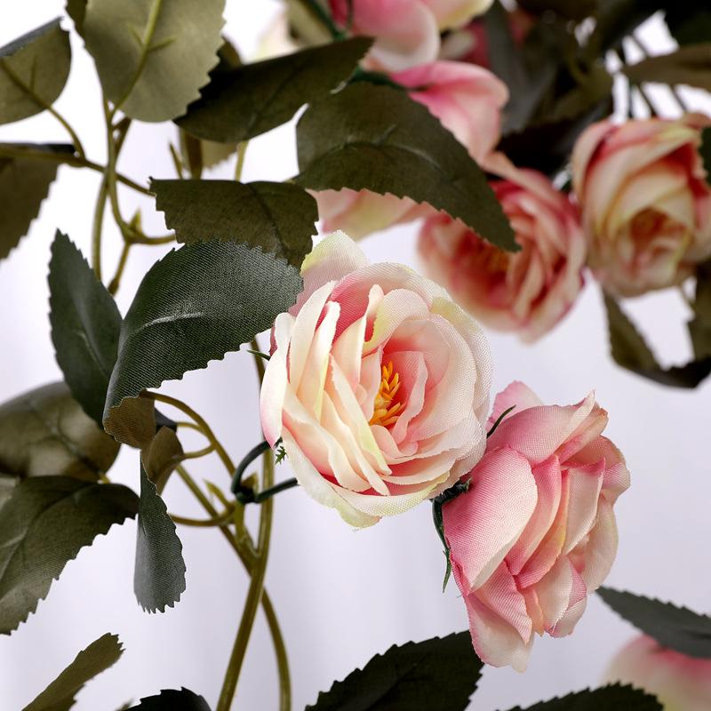 Ghirlande di Fiori Artificiali in Seta Rosa: Copertura Tubo Condizionatore in Rattan da Interno & Fiori Decorativi in Plastica Avvolgenti
