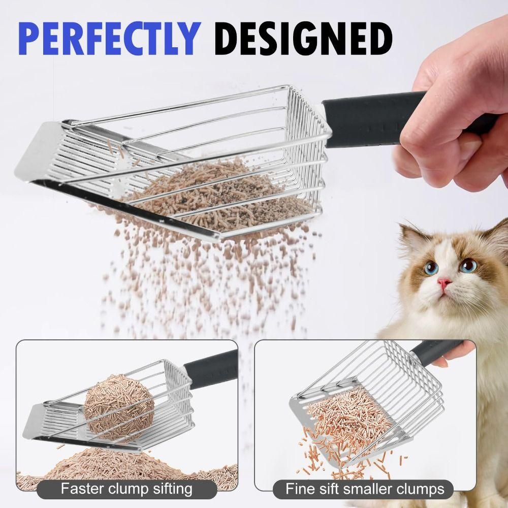 Hanging Design Cat Litter Shovel Stainless Steel Pet Feces Cleaner Pet Cleaner Scoop  Poop Lifter