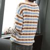 Pullover Damen M - 6XL Plus Size Frühling und Herbst Damen Lockerer Bequemer Rundhals-Streifenpullover Dehnbarer Vielseitiger Langarm-Strickpullover