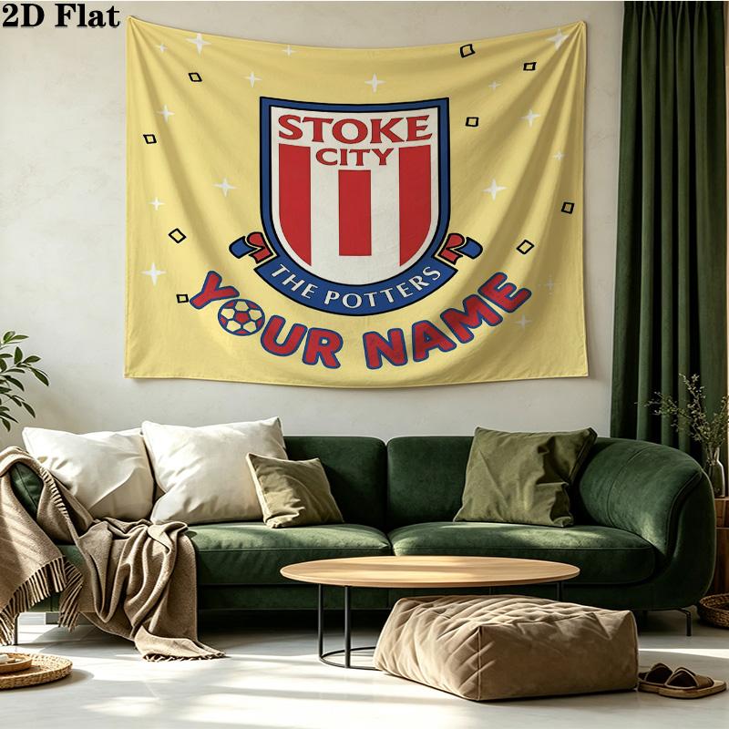 Arazzo Stampato Stoke City con Nome Personalizzato – Da Appendere alla Parete per Camere da Letto, Dormitori e Decorazioni per la Casa