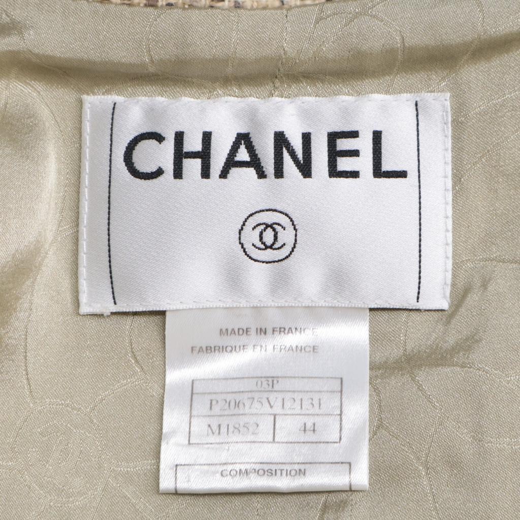 Chanel Domestic Genuine 03P P20675V12131 Shell Button Tweed Tailored Jacket Jacket 44 beigeUsed