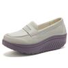 Ladies Platform Loafers Casual Elegant Black Leather Women Height Increase Thick Sole Shake Shoe for Mother