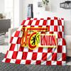 Fußball-Verbands-Emblem Flanelldecke, Weiches Polyester, Modernes Design, Ganzjahresnutzung für Camping, Reisen, Geschenke für Feiertage oder Geburtstage